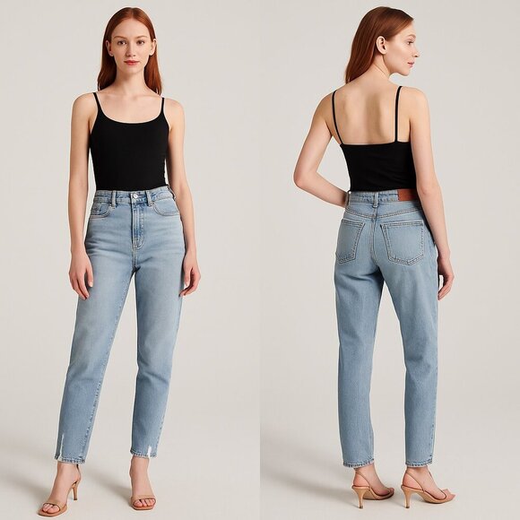 HOLLISTER🕊️ High-Rise Distressed Mom Jeans 👟😎✨ Size 0R - Picture 1 of 16
